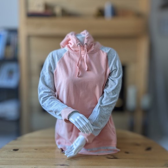 Shambhala Long Sleeve Pink and Grey Hooded Sweater without Tags Presumed Size Lg - Picture 1 of 8